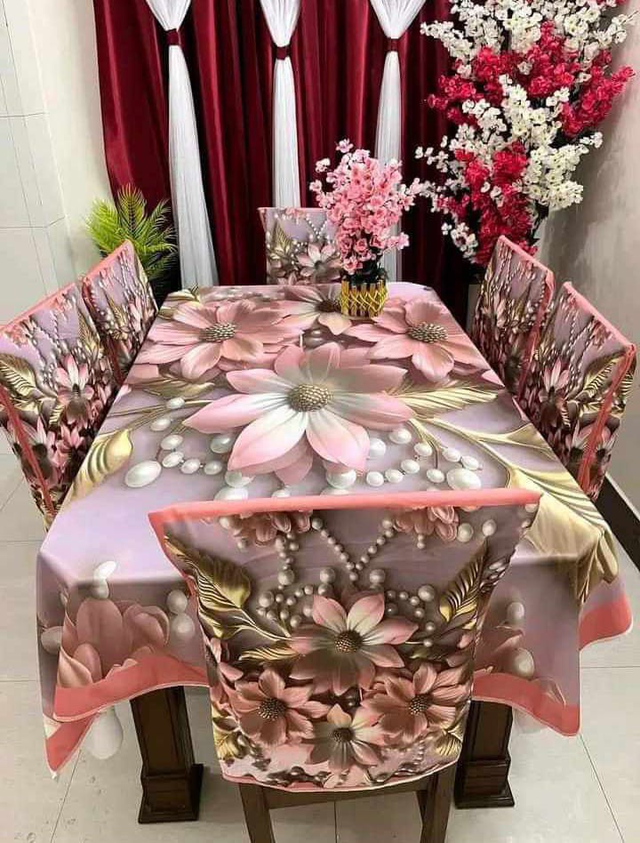ডাইনিং টেবিলের সৌন্দর্য বাড়াতে প্রিমিয়াম (3D) প্রিন্টেড টেবিল ক্লথ সেট