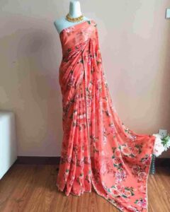 Georgette pearl lace Saree