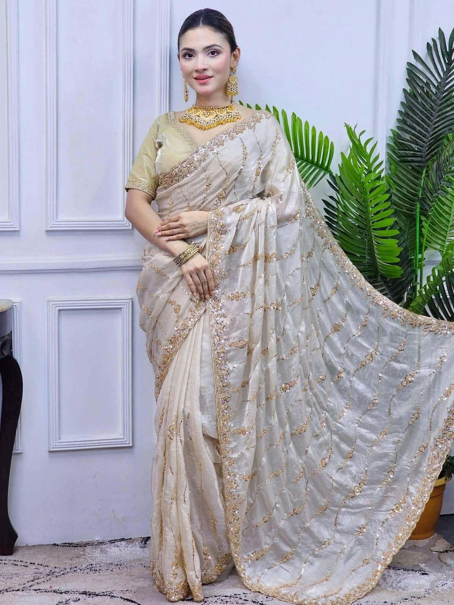 ইন্ডিয়ান জেমিচু ফ্যাব্রিক শাড়ি